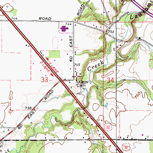 Topographic Map of Salem Cemetery, IN