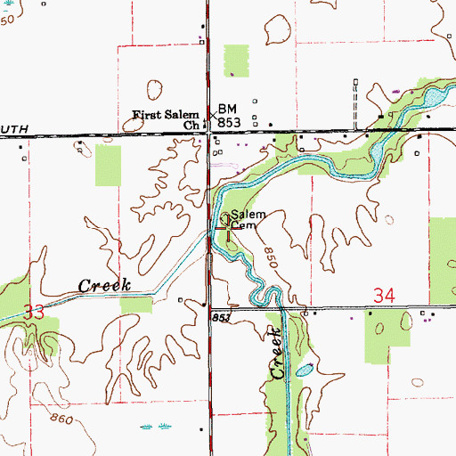 Topographic Map of Salem Cemetery, IN