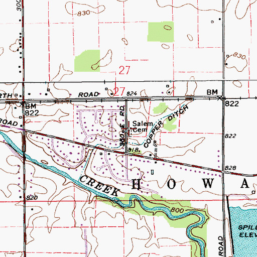 Topographic Map of Salem Cemetery, IN