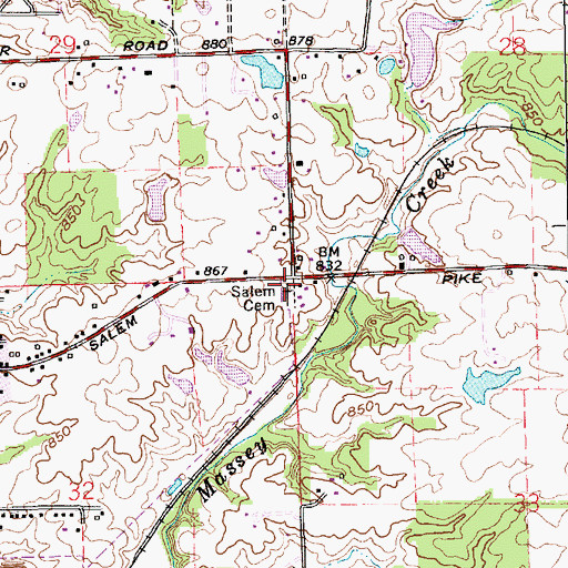 Topographic Map of Salem Cemetery, IN