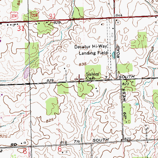 Topographic Map of Salem Cemetery, IN