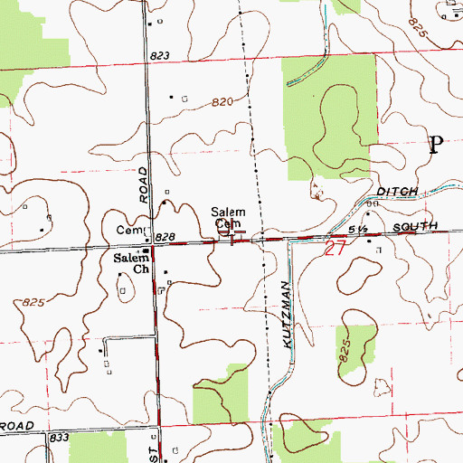 Topographic Map of Salem Cemetery, IN