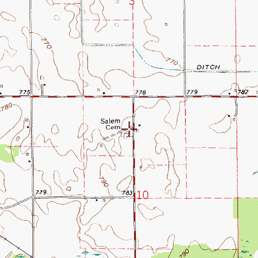 Topographic Map of Salem Cemetery, IN