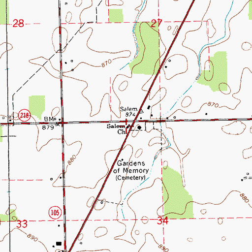 Topographic Map of Salem Church, IN