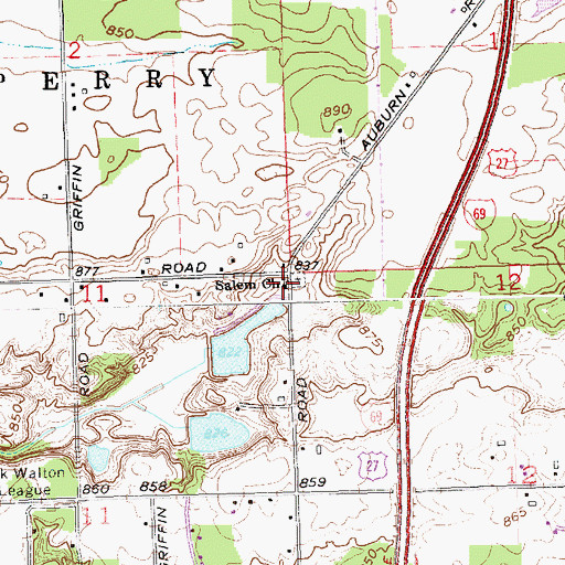 Topographic Map of Salem Church, IN