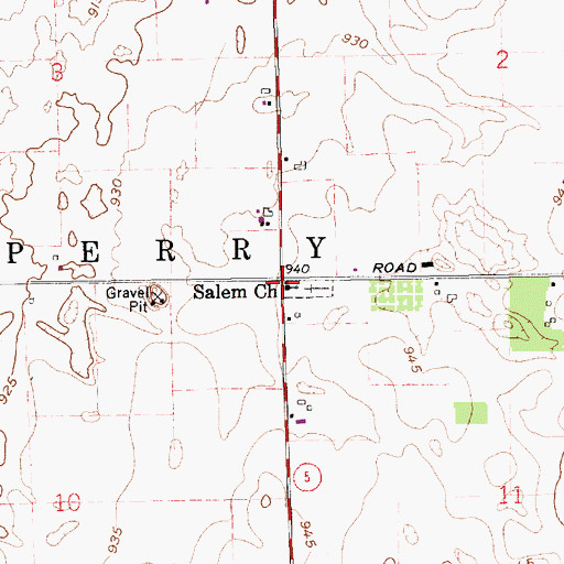 Topographic Map of Salem Church, IN