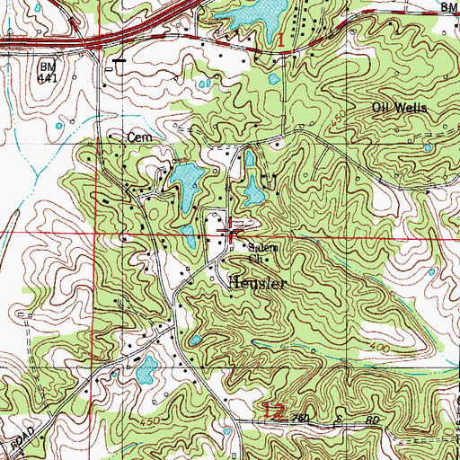 Topographic Map of Salem Church, IN