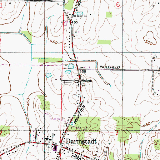 Topographic Map of Salem Church, IN
