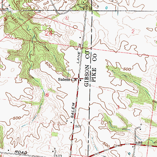 Topographic Map of Salem Church, IN