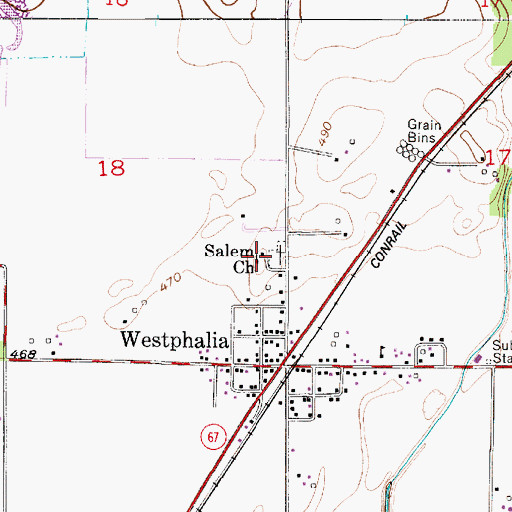 Topographic Map of Salem Church, IN