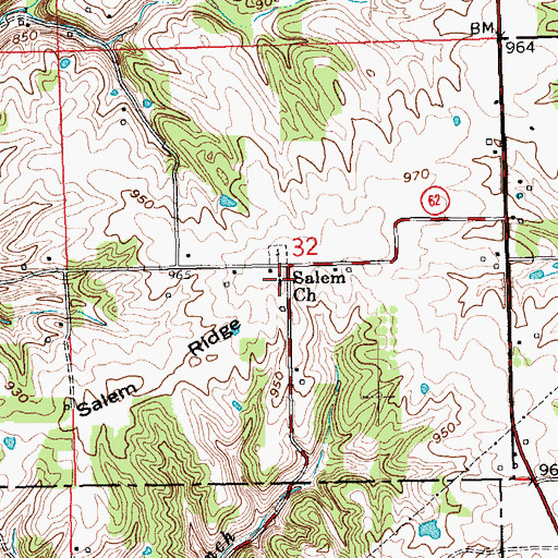 Topographic Map of Salem Church, IN