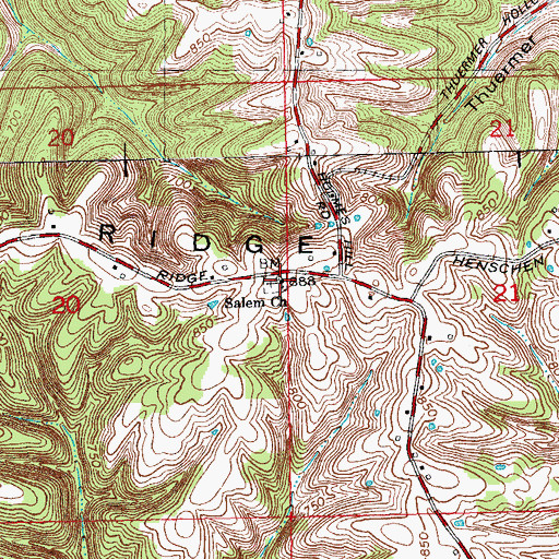 Topographic Map of Salem Church, IN