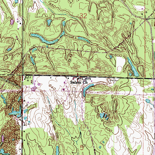 Topographic Map of Salem Church, IN