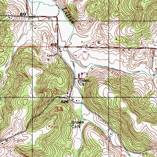 Topographic Map of Salem Church, IN