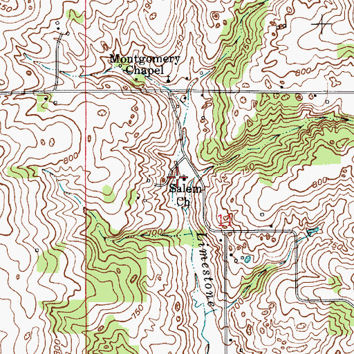 Topographic Map of Salem Church, IN