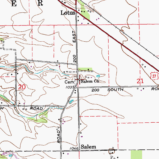 Topographic Map of Salem Church, IN