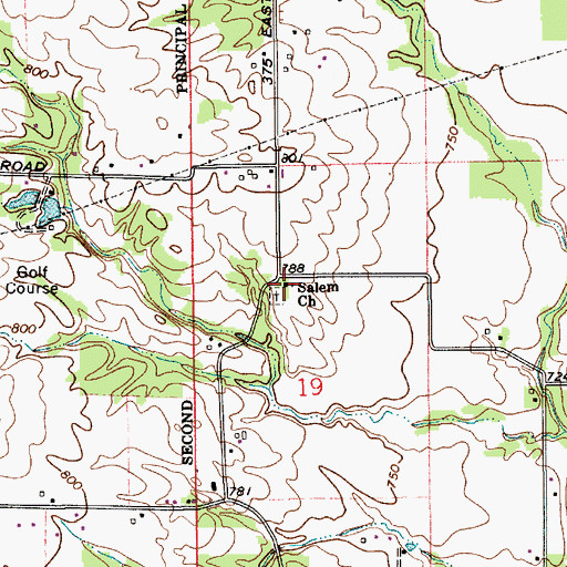 Topographic Map of Salem Church, IN