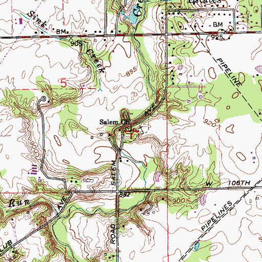 Topographic Map of Salem Church, IN