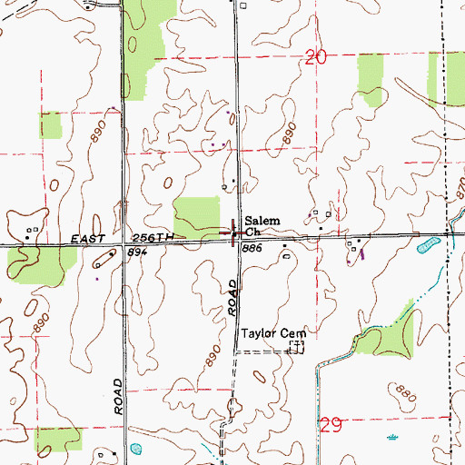 Topographic Map of Salem Church, IN
