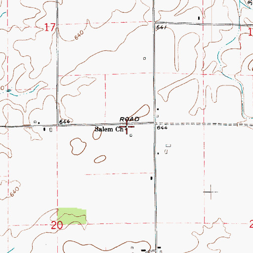 Topographic Map of Salem Church, IN