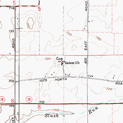 Topographic Map of Salem Church, IN