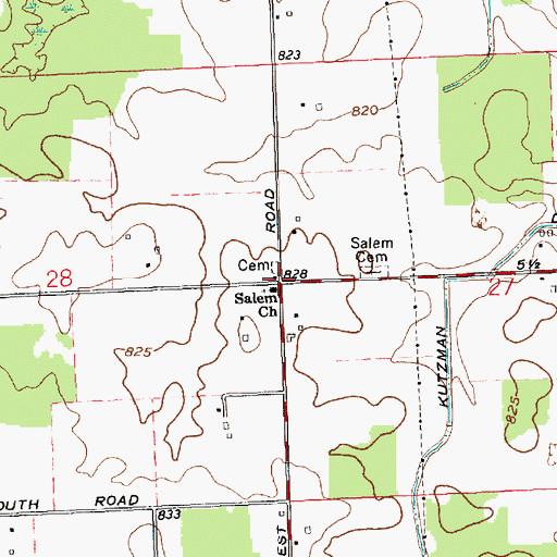 Topographic Map of Salem Church, IN