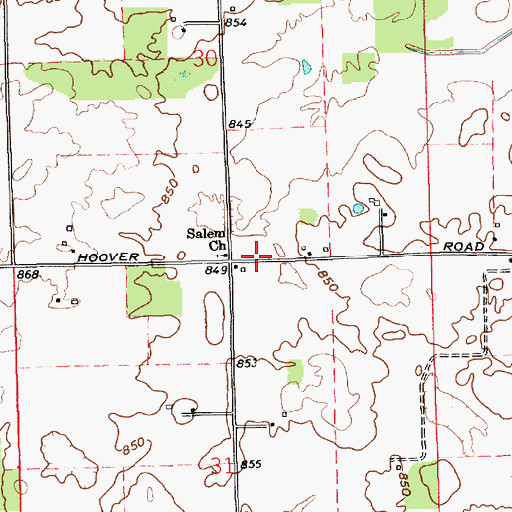 Topographic Map of Salem Church, IN