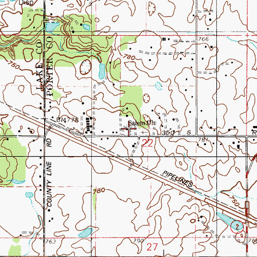 Topographic Map of Salem Church, IN