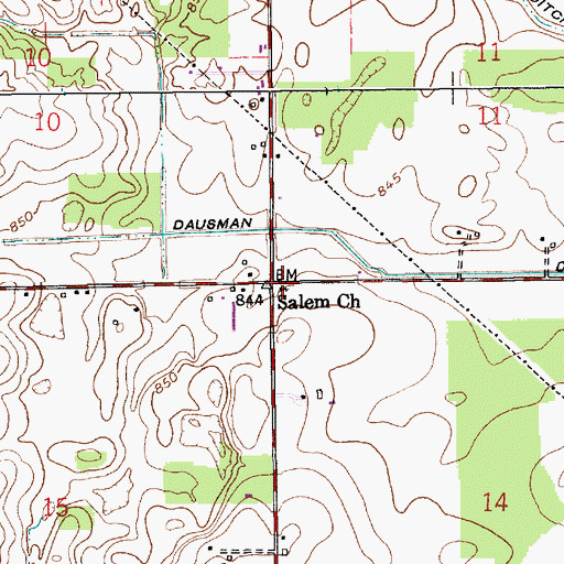 Topographic Map of Salem Church, IN