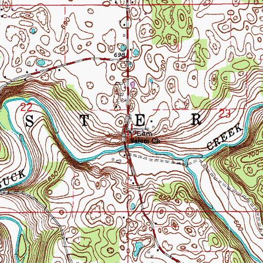Topographic Map of Salem Church, IN