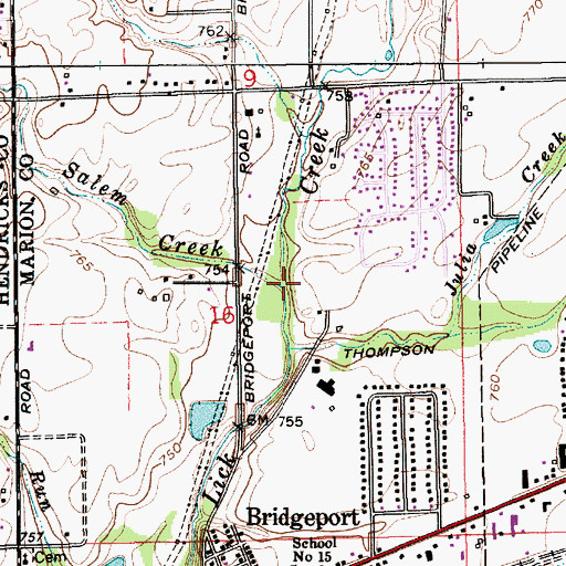 Topographic Map of Salem Creek, IN