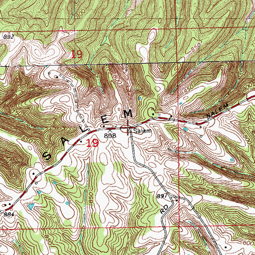 Topographic Map of Salem Ridge, IN