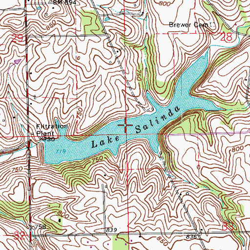 Topographic Map of Lake Salinda, IN