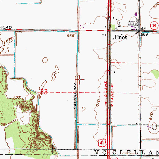 Topographic Map of Salisbury Ditch, IN