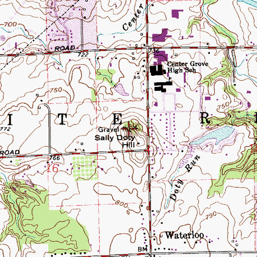 Topographic Map of Sally Doty Hill, IN