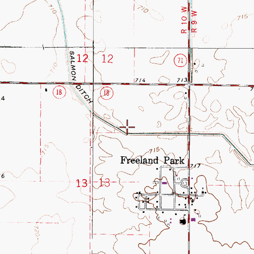 Topographic Map of Salmon Ditch, IN