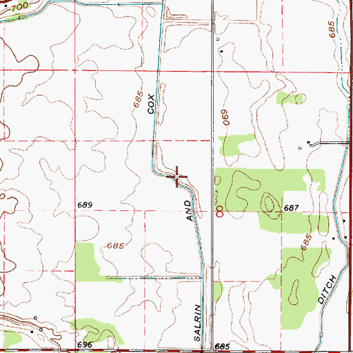 Topographic Map of Salrin and Cox Ditch, IN