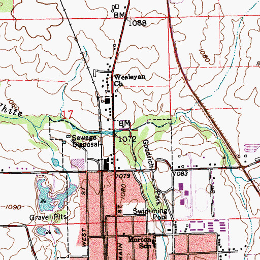 Topographic Map of Salt Creek, IN
