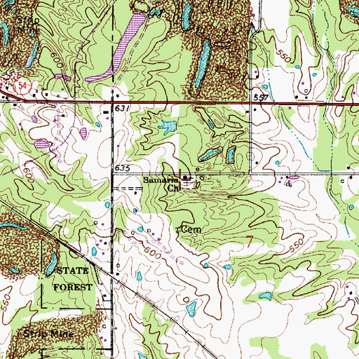 Topographic Map of Samaria Church, IN