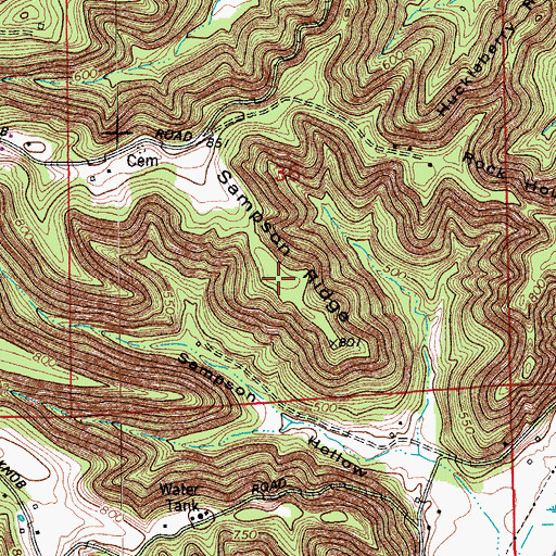 Topographic Map of Sampson Ridge, IN