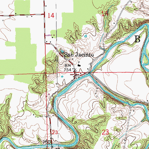 Topographic Map of San Jacinto, IN