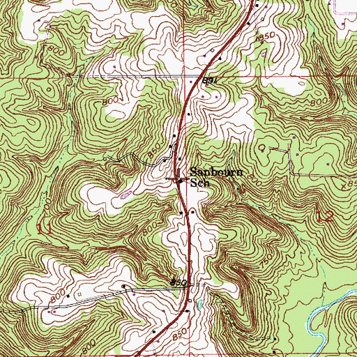 Topographic Map of Sanbourn School, IN