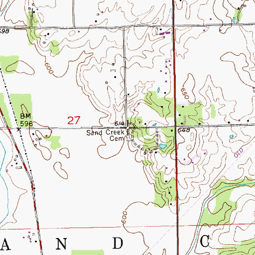 Topographic Map of Sand Creek Cemetery, IN