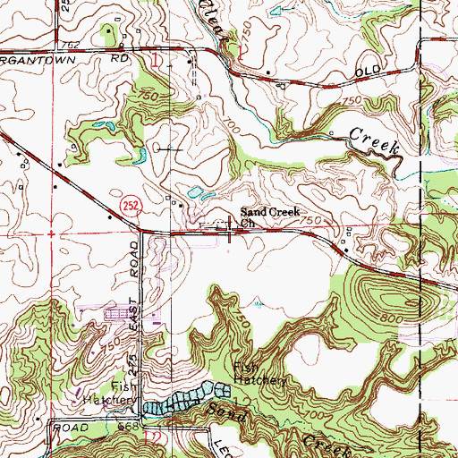 Topographic Map of Sand Creek Church, IN