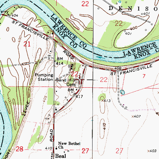 Topographic Map of Sand Hill Cemetery, IN