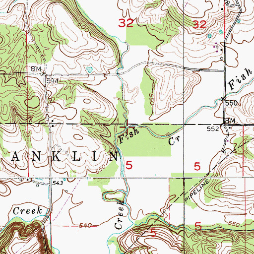 Topographic Map of Sand Lick Creek, IN
