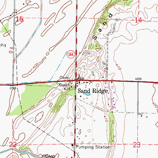 Topographic Map of Sand Ridge, IN