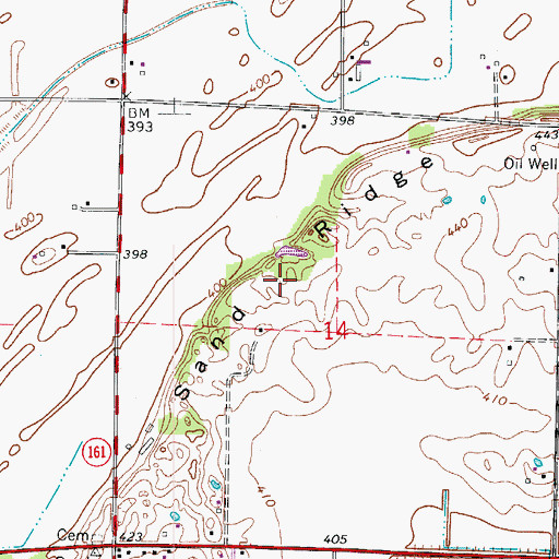 Topographic Map of Sand Ridge, IN