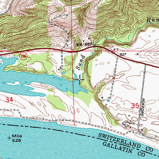 Topographic Map of Sand Run, IN