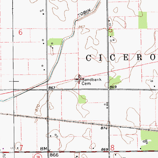 Topographic Map of Sandbank Cemetery, IN